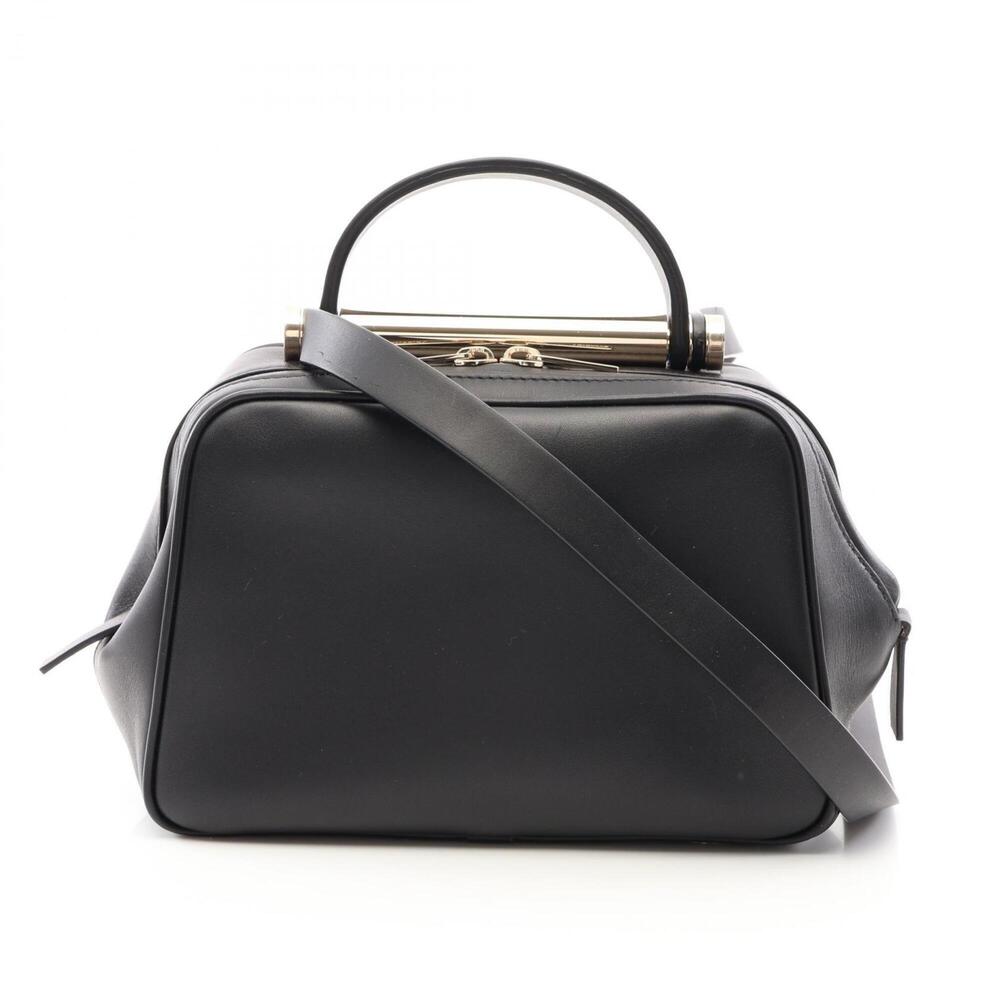 Valextra Flute Mini 2-Way Shoulder Bag/Handbag, Leather, Women's, Black